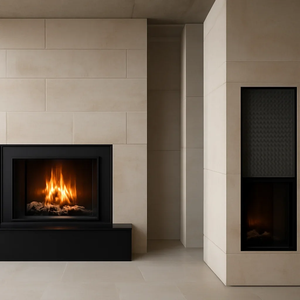 Installed custom fireplaces & covers work in an architectural setting