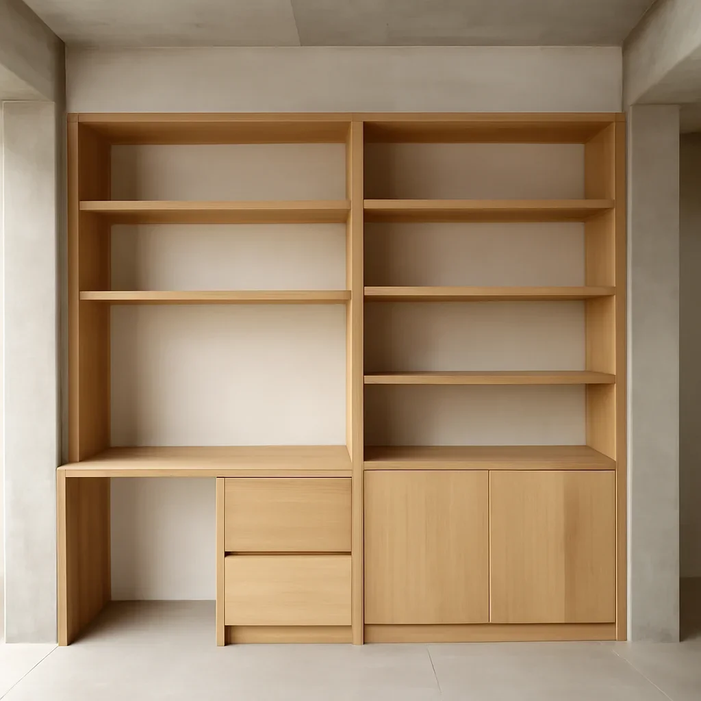 Installed custom shelving & furniture work in an architectural setting