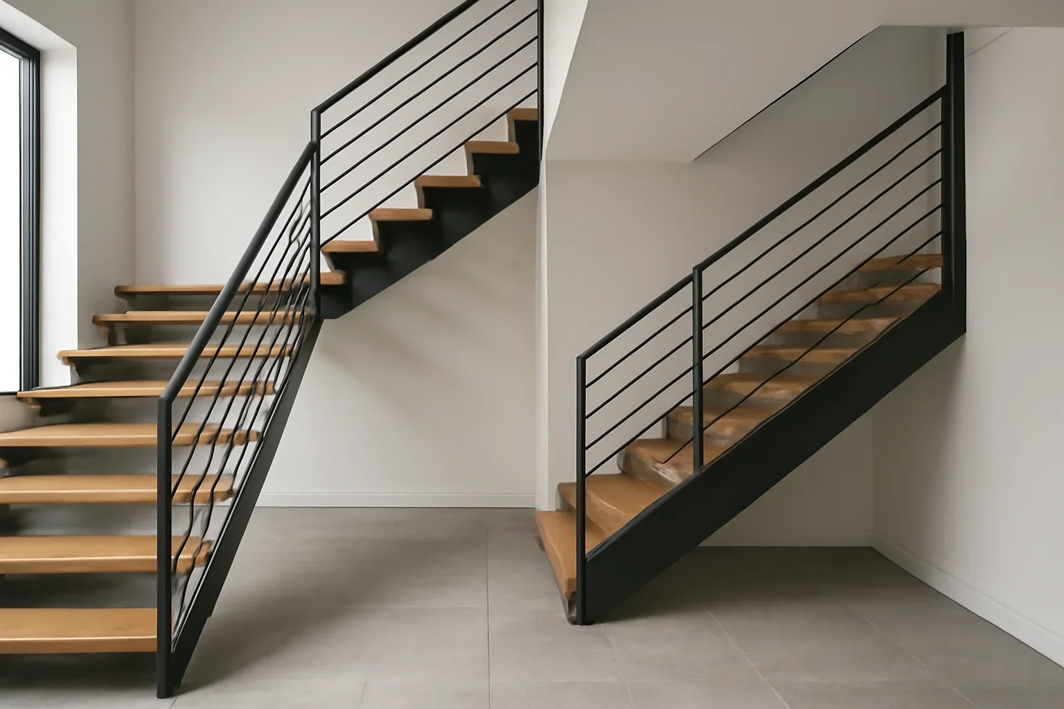 Open Riser vs Closed Riser Stairs project with refined metal fabrication details