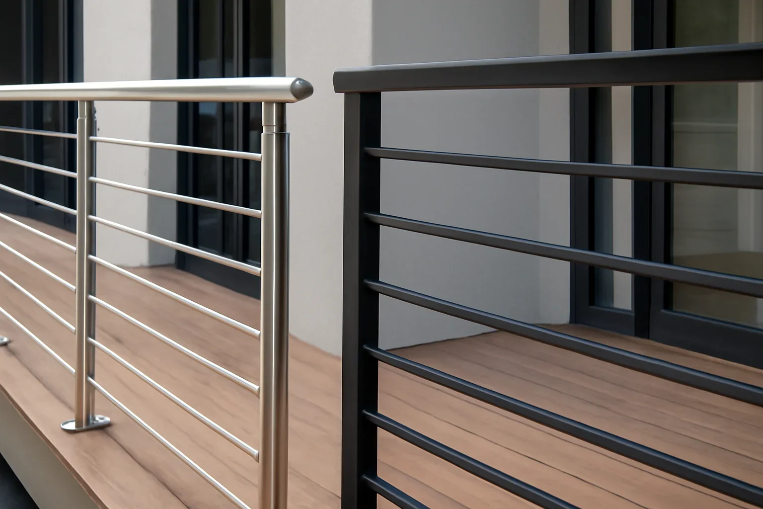 Stainless Steel vs Powder-Coated Steel Railings project with refined metal fabrication details