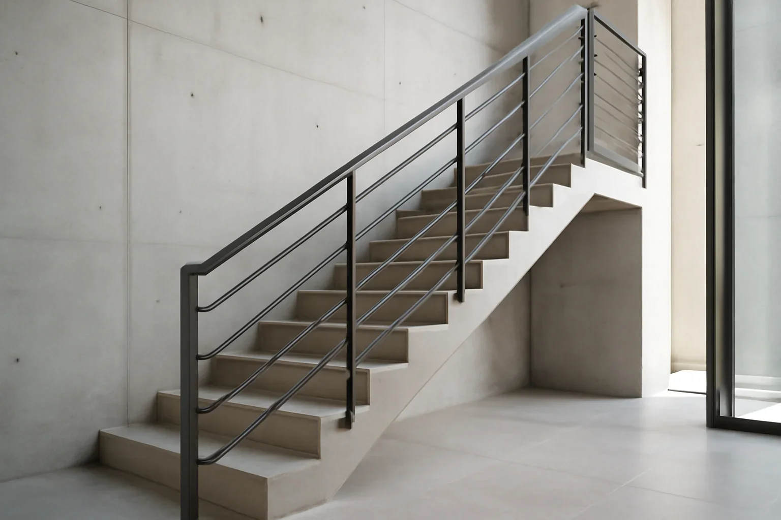 Concrete & Metal Stairs project with refined metal fabrication details