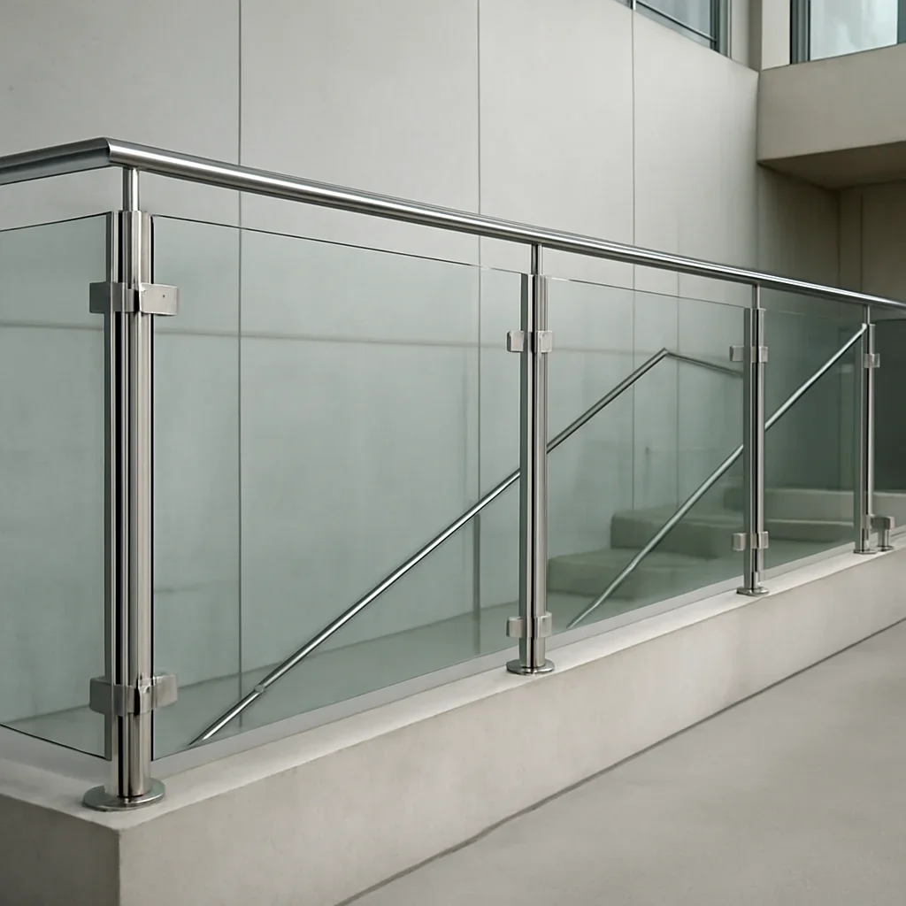 Installed glass railings work in an architectural setting
