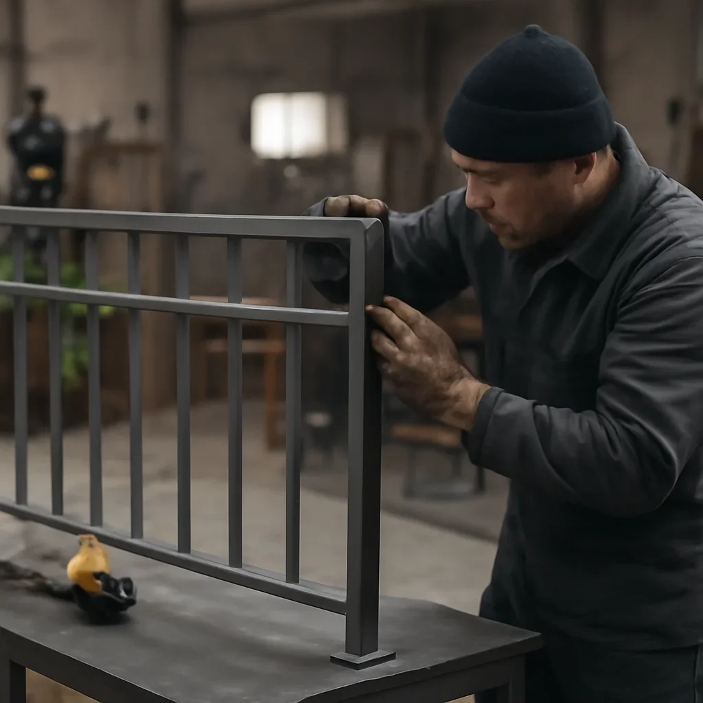 Fabrication and fit-up process for interior metal railings