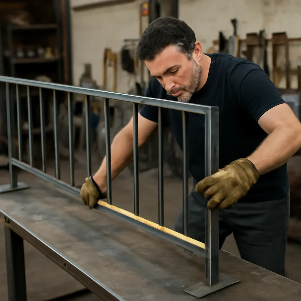 Fabrication and fit-up process for metal railings