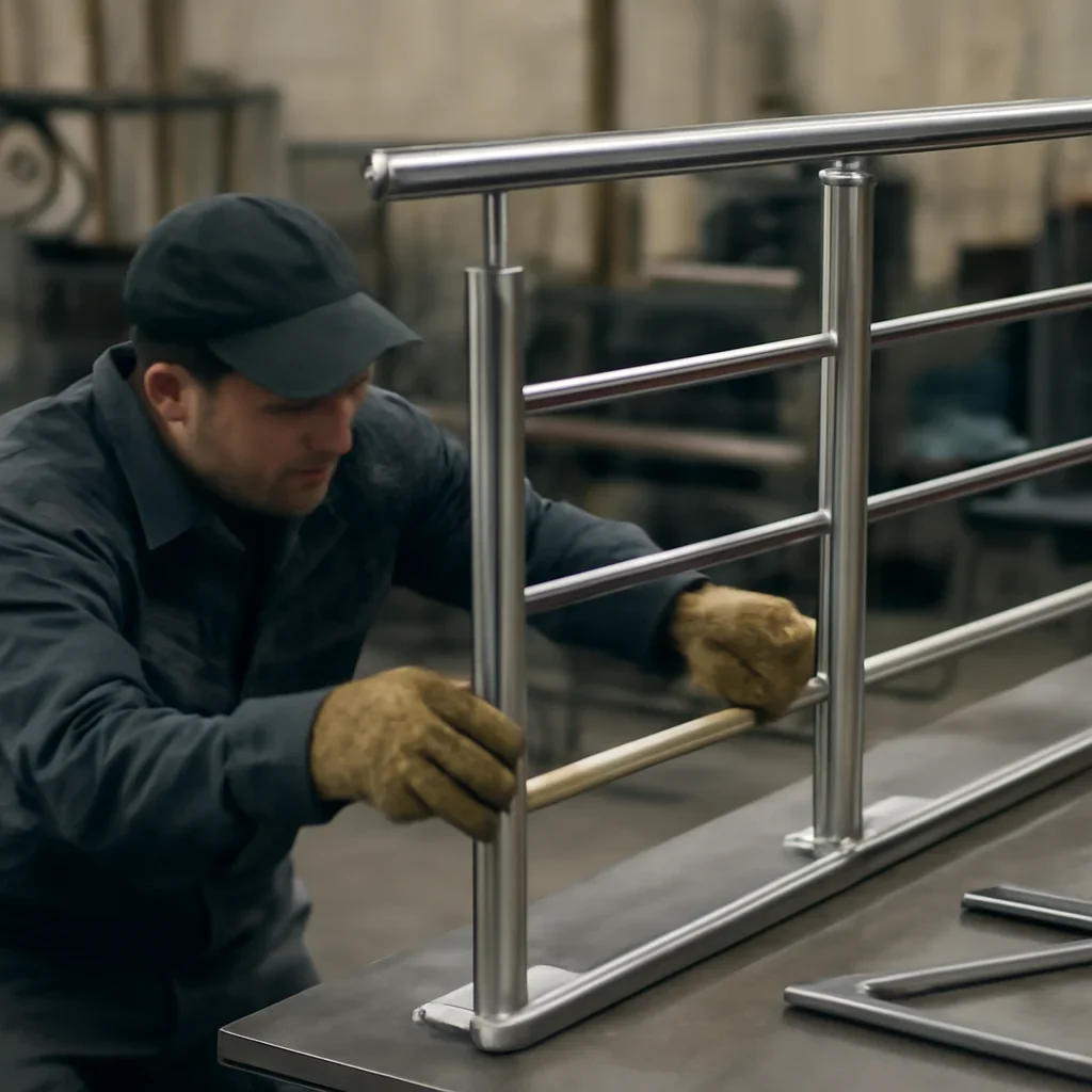 Fabrication and fit-up process for stainless steel railings