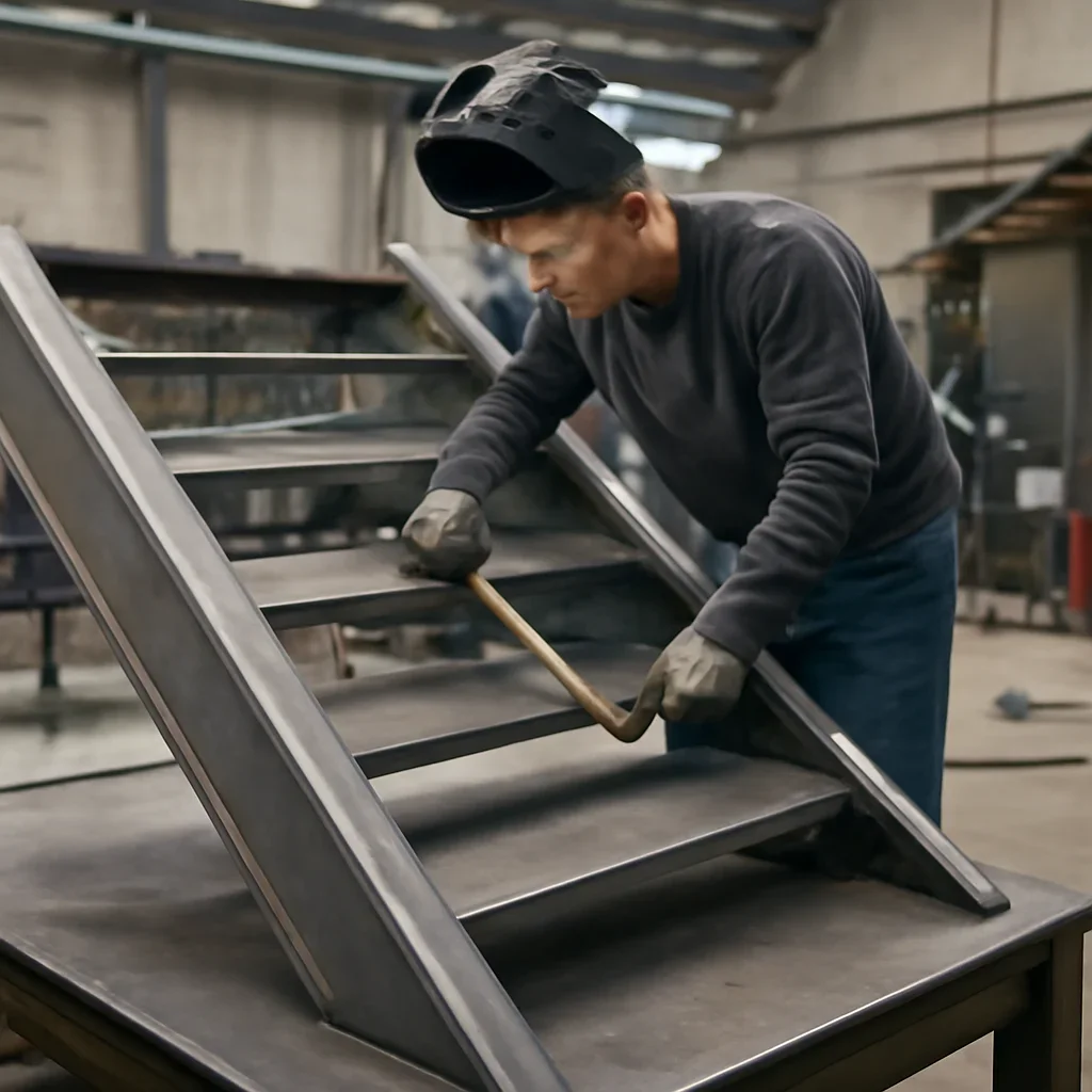 Fabrication and fit-up process for commercial metal stairs