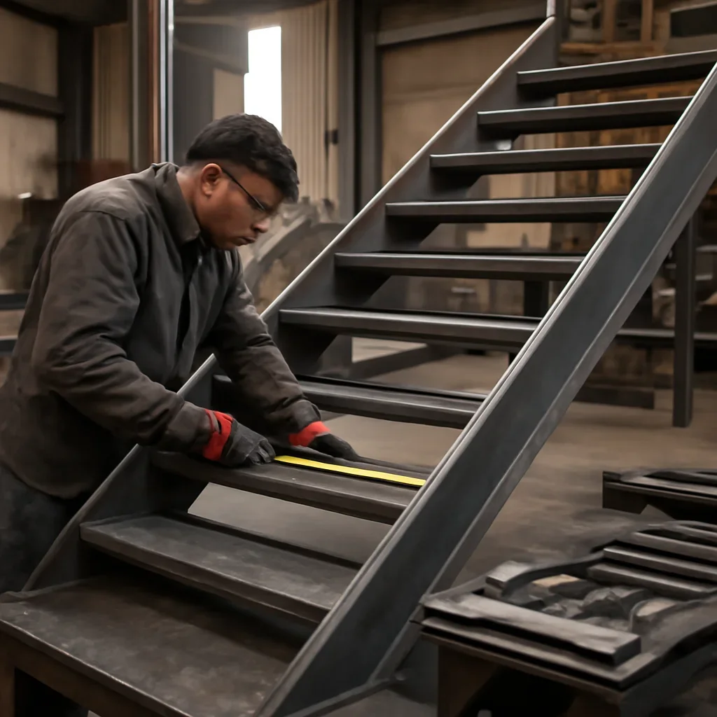 Fabrication and fit-up process for exterior metal stairs