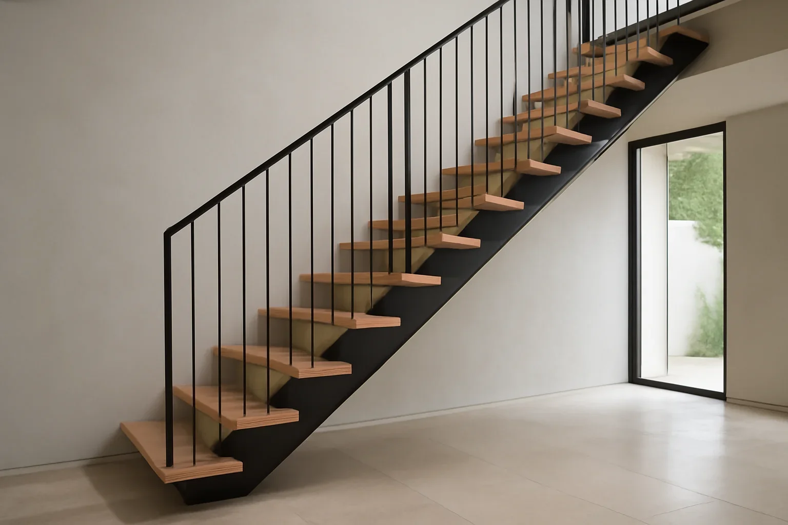 Mono Stringer Stairs project with refined metal fabrication details